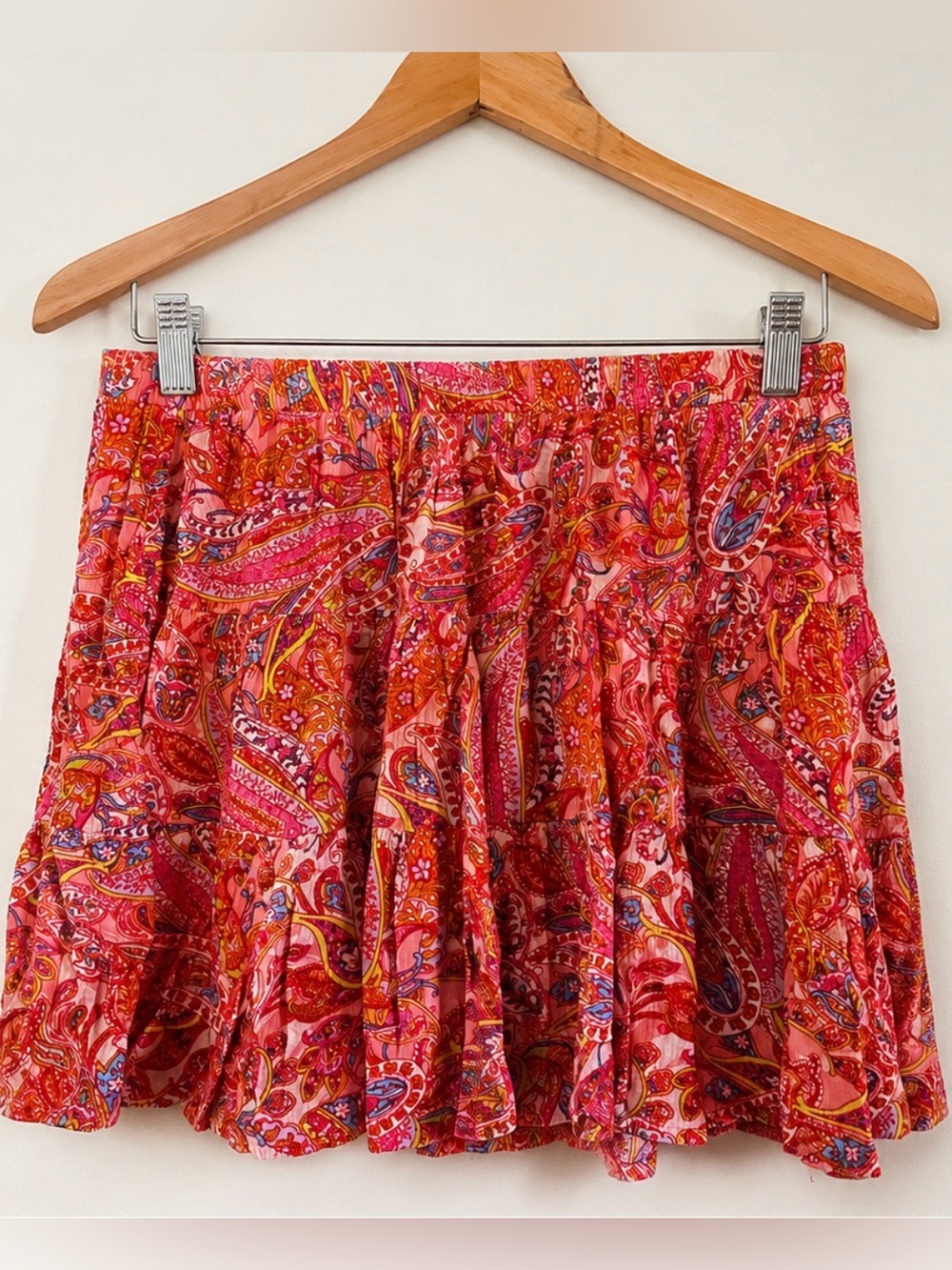 No Boundaries Red and Pink Paisley Circle Skirt